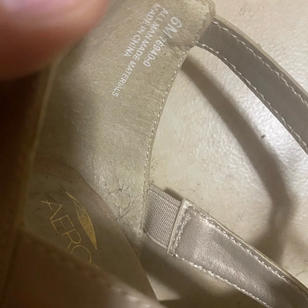 AEROSOLES Beige faux-leather upper Dress party Sandals Block heel Size 6 - Picture 7 of 8